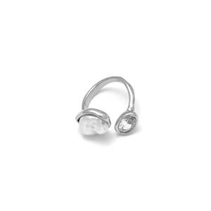Bague en cristal en acier inoxydable 316L plaqué or PVD, bijoux durables et résistants - Product Image 1