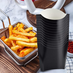 B699 contenitori per patatine fritte nere portacarte salumi usa e getta tazze di carta Kraft da <span class=keywords><strong>asporto</strong></span> scatole di patatine fritte - Product Image 5