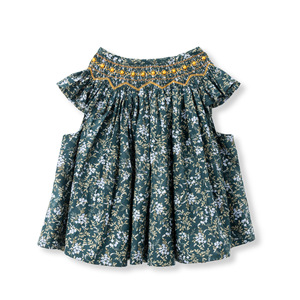 Ensemble de 3 robes fleuries pour bébé fille nouveau-née, imprimé floral vert vintage, robe à manches courtes à volants pour bébé - Product Image 5