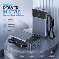 Power Bank 20000 Mah 65w Pd Power Bank Pengisian Cepat Dengan Kabel Terintegrasi Layar LED Digital Portabel