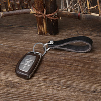 Vintage klasik lapisan pertama baja nirkarat kulit asli Keyring Auto Aksesori motor untuk pria dan wanita