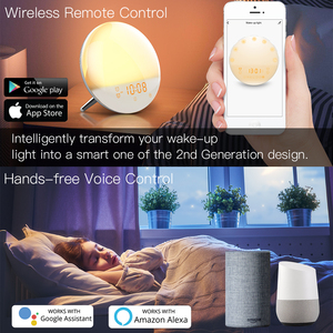 Moes WiFi Luz de despertador inteligente de segunda generación con 7 colores, simulación de amanecer y atardecer, 4 alarmas, <span class=keywords><strong>Radio</strong></span> FM, repetición - Product Image 6