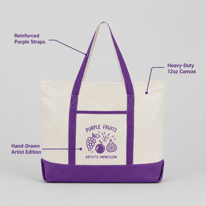 Sac fourre-tout de luxe en toile de coton lavande robuste de taille moyenne personnalisé avec longue bandoulière en ruban et poche zippée pour le voyage - Product Image 4