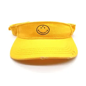 Custom 100% Cotton yellow Denim Golf Cap Unisex Outdoor Sports Sun Visor Caps Hats For Wholesale