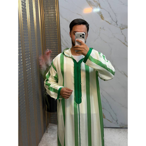 Moroccan Men Handmade Gabardine Jellaba Outfit With Trousers <b>Gift</b> Set Lightweight Breathable For Summer Weddings And <b>Eid</b> - Product Image 4