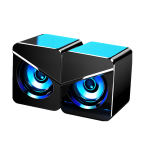 <strong>2</strong>.0 Channel Demon Eye Design RGB LED Gaming Speaker Pair - Compact Desktop PC Game <strong>Audio</strong> for Gamer Wholesale - Product Image 1