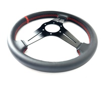 Volant de simulation de course en cuir microfibre, diamètre 330 mm, avec bande rouge et surpiqûres