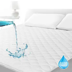 Hypoallergenic Washable Polyester Filling Waterproof Mattress Protector Bed Mattress Cover White Woven 100% Polyester