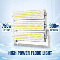 Lampu Sorot LED Tiga Kepala Dapat Diputar 750W 900W untuk Penerangan Proyek Luar Ruangan Tugas Berat Industri, Pelabuhan, dan Pabrik