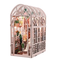 Rumah Bunga Mini DIY Cottage Greenhouse, Ornamen Pembatas Buku, Model Rumah Boneka Kayu Rakitan Buatan Tangan, Hadiah Mainan YM06 untuk Segala Usia