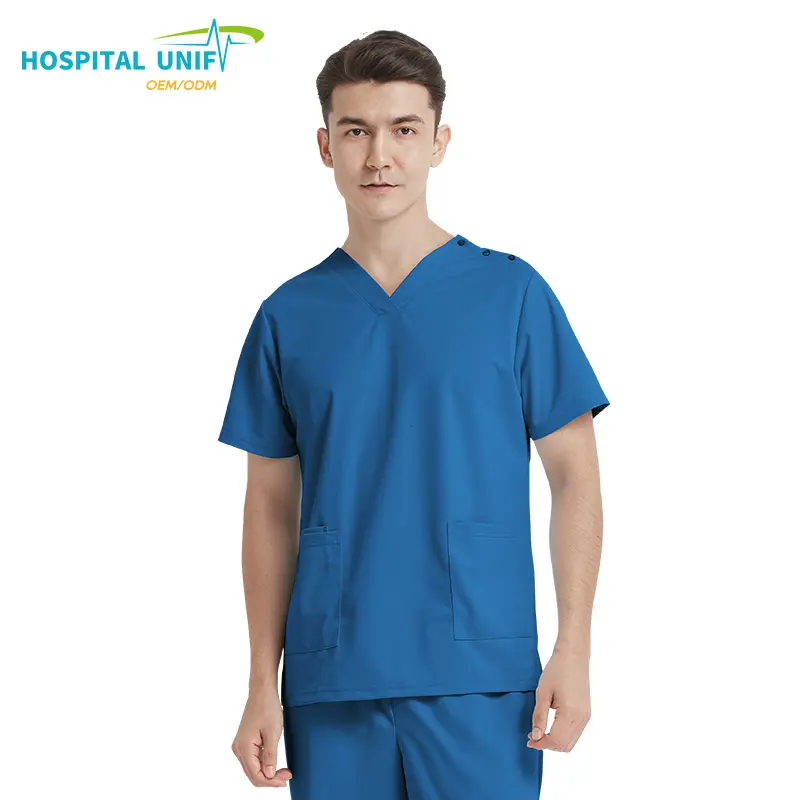 H U 2024 OEM Top Quality Hospital Uniform Polyester Cotton Medical Scrubs Wholesale Women Nursing Custom Nurse Scrub Uniforms