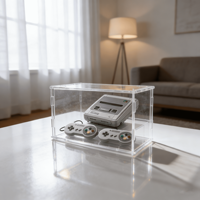 Vitrine d'exposition écologique empilable en acrylique transparent classique faite à la main pour consoles de jeux vidéo PS2 NES pour boutique et exposition