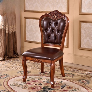 Ghế học tập bằng da châu Âu, ghế tiếp khách bằng gỗ nguyên khối chạm khắc - Product Image 3