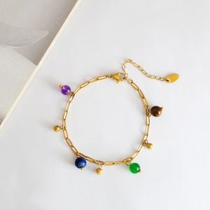 Pulseras de Acero Inoxidable de Lujo Personalizadas, Resistentes al Deslustre y al Agua, al por Mayor, para Mujer, Chapadas en Oro de 14k y 18k, con Dijes - Product Image 3