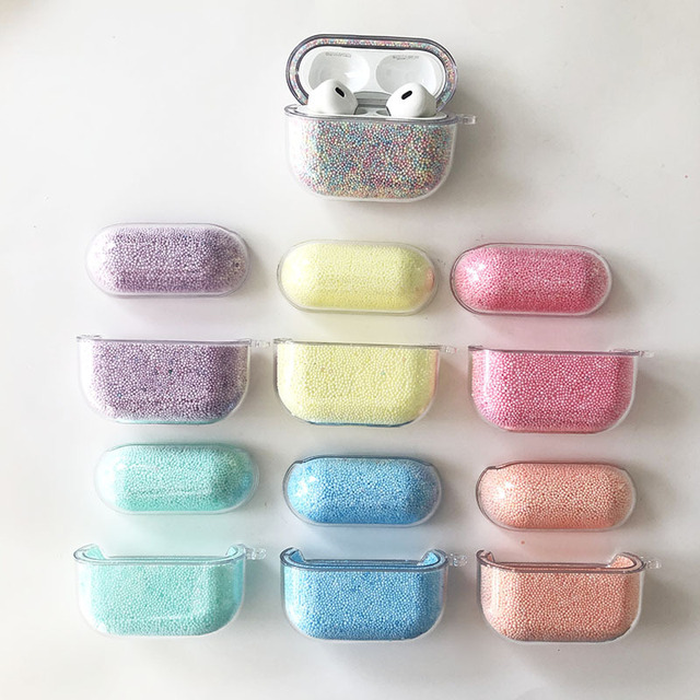 Candy Colors Bubble Ball Beads Earphone Charging Hard Cover for Airpods 2 3 Pro Headset Protection Case Cover Box