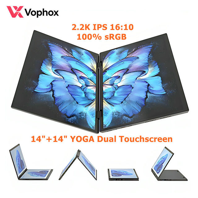 Custom OEM 14 Inch Dual Screen Laptop 360 YOGA Touchscreen Notebook 16GB 32GB 1TB Business Office Laptop PC Ordinateur Portable