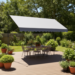 กันสาดซันไชน์ 138x47 นิ้ว แบบพับเก็บได้ พร้อมมือหมุน สำหรับกันแดดในสวนกลางแจ้ง ดีไซน์แขนพับ - Product Image 2