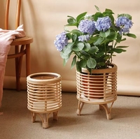 Support à plantes artisanal en rotin, idéal pour la décoration intérieure/extérieure de la maison et du jardin, décoration verte, décoration florale