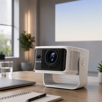 Projecteur Android 14 HY350Max 1080P LCD 500 ANSI Lumens Prise en charge 4K Mise au point automatique Correction trapézoïdale hexagonale Portable Blanc