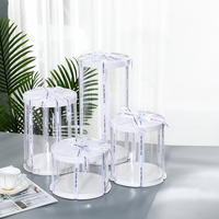 Boîte à gâteau transparente en PET recyclable, haute, avec impression UV/dorée, pour la vente en gros, idéale pour les aliments, la boulangerie, les desserts, les fêtes, les anniversaires et Noël
