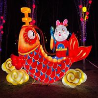 2025 Festival Wasserdichte Seiden-LED-Blumenlaterne Traditionelle Landschafts-LED für Weihnachten und Gemeinschaftsshows