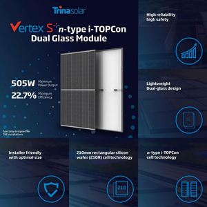 Panel Solar Trina Neg18R.28 475W 480W 490W 495W 500W 505W, Módulo Solar Monofacial de Doble Vidrio con Precio de Fábrica - Product Image 2