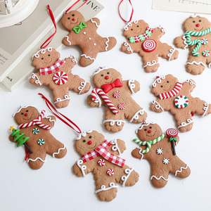 Wholesale Soft Clay Gingerbread Man Ornaments, Hand Painted Mini Gingerbread Hanging Pendant for Christmas Tree <b>Xmas</b> Home Decor - Product Image 3