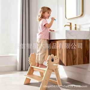 Taburete de madera con forma de dinosaurio para niños, taburete de madera maciza para baño y inodoro, para niños de 2 a 4 años - Product Image 1