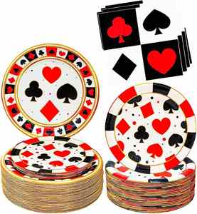 Platos de Papel Modernos para Cena con Temática de Póker y Casino, 9 x 9 Pulgadas, Decoraciones Elegantes para Fiestas de Cumpleaños y Casino - Product Image 4