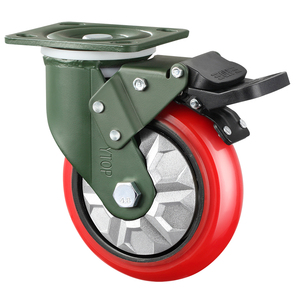 3 "4" 5 "6" 8 "Rodízio Rodas Vermelho PU Carrinho Rodízios Pesados PU Rodízios Industriais - Product Image 1