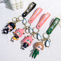Porte-clés Anime en silicone souple non toxique, motif dessin animé mignon espion jouant à la maison, pendentif pour téléphone portable, style américain, vente en gros