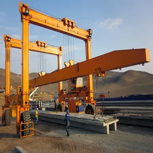 Professional Trackless Rubber Tyre Mobile Gantry Crane 5 10 Ton With Single Double Girder Tire Crane For Workshop Manufacturer