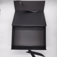 Boîte d'emballage noire en satin de luxe, boîte pliante pour cadeau