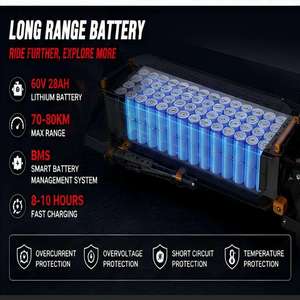 สกู๊ตเตอร์มอเตอร์คู่ EU US Warehouse 60V 28Ah ความเร็วสูง 75 กม./ชม. สำหรับผู้ใหญ่ ขับเคลื่อนด้วยมอเตอร์คู่ H8 ระบบไฮดรอลิก  ประสิทธิภาพทรงพลัง - Product Image 5
