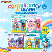 Carnet de coloriage portable KEYBABY personnalisé, 4 styles, en papier réutilisable, imprimé offset, avec poignée, pour les 3 ans et plus