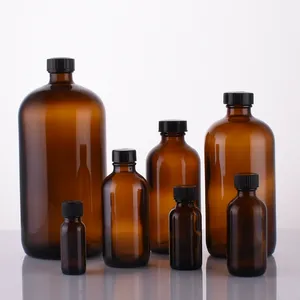 空shapmpoo瓶500毫升16盎司琥珀色波士顿洗发水瓶1L棕色玻璃瓶，用于带盖冷bre咖啡