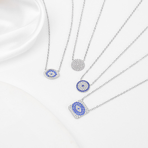 316 Edelstahl Geometrischer Anhänger mit Zirkonia und türkisblauem Teufelsauge, anlaufgeschützt, Modeschmuck Großhandel <span class=keywords><strong>G5210</strong></span> - Product Image 3