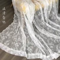 Nappe de mariage en dentelle française transfrontalière, motif floral blanc, décoration de table haut de gamme, fond pour photos/photographie