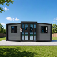 Maison conteneur extensible grise, certifiée CE, résistante aux chocs, préfabriquée pour environnements difficiles