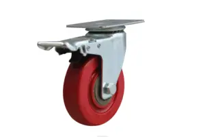 גלגלים 4IN גלגלים במפעל גלגל ניילון אדום גלגל אוניברסלי מסתובב ליבת פלדה גלגלי קיק גדולים