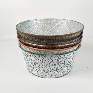 Pot tanaman pedesaan logam perak 7 inci murah pot bunga antik galvanis dangkal dengan lubang saluran ember logam tahan karat - Product Image 4