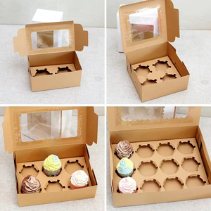 Paquete de 10 Cajas de Papel Kraft para Cupcakes con Ventana, Caja de Cartón para Pasteles, Muffins, Galletas, Dulces, Recuerdos para Bodas, Fiestas de Cumpleaños, 4 Tamaños - Product Image 2