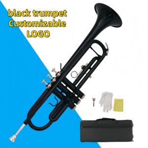 <span class=keywords><strong>Trompette</strong></span> Bb noire <span class=keywords><strong>à</strong></span> 3 pistons, instrument en laiton professionnel, vente en gros du fabricant - Product Image 2