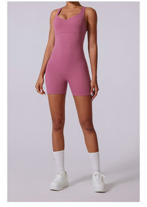 Combinaison de yoga respirante et écologique de haute qualité RUIQUWIN, logo personnalisé, ensemble de shorts élégants sans dos, taille élastique pour la salle de sport 1 - Product Image 2