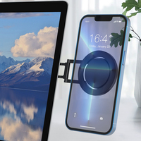 Support magnétique pour téléphone en alliage d'aluminium et support portable pour ordinateur portable, utilisation sur bureau flexible avec hauteur réglable