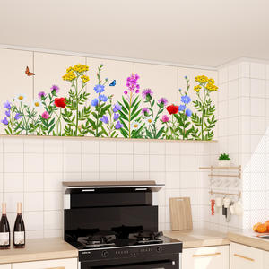 Pegatinas de Pared de Flores y Plantas Verdes, Pegatinas Autoadhesivas de PVC con Diseño de Flores para Decoración de Paredes de Sala de Estar, Dormitorio y Hogar - Product Image 3