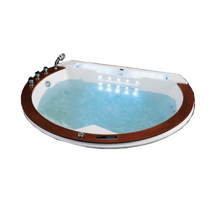 Baignoire autoportante avec panneau de commande de massage, bain à remous haut de gamme <span class=keywords><strong>Balneo</strong></span> avec bois de teck - Product Image 4