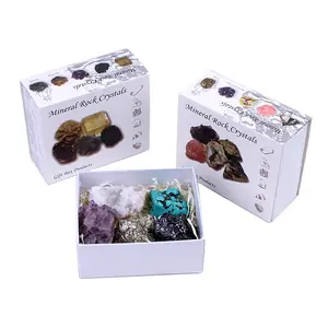 Mineral Rock with Gift Box Set Geology Science Education Irregular Shape Crystal Kit Natural Love Gemstone Folk Art 2 Boxes