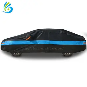 Universal Car Cover Windproof Rainproof Anti UV Car Cover Black With Blue Stripes