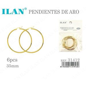 Orecchini a cerchio Ilan 35mm color oro 6 pezzi - Product Image 3